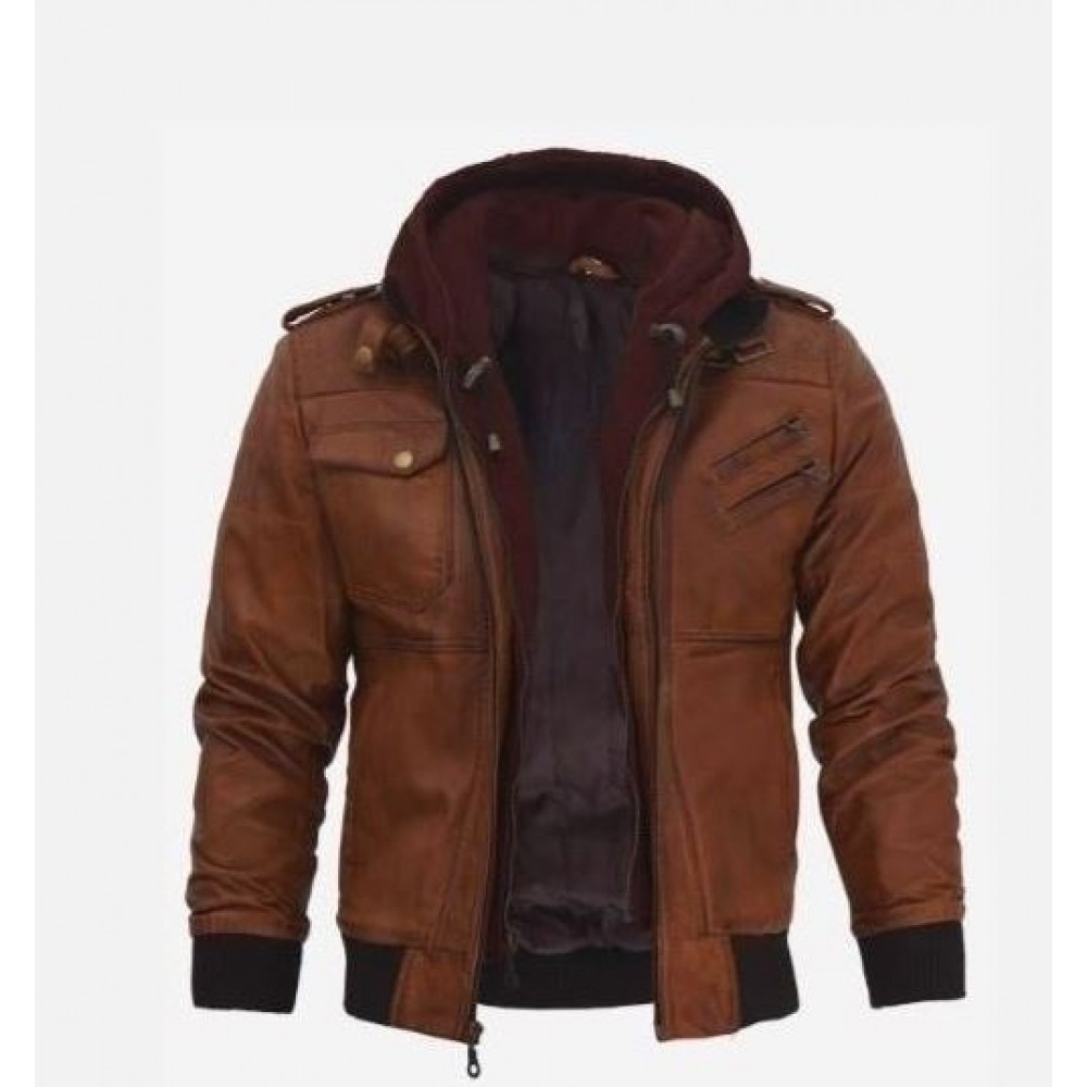 Edinburgh Mens Brown Leather Bomber Jacket
